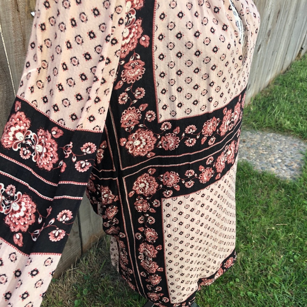 Free People Boho Floral Cream Colored Tunic - Picture 7 of 9